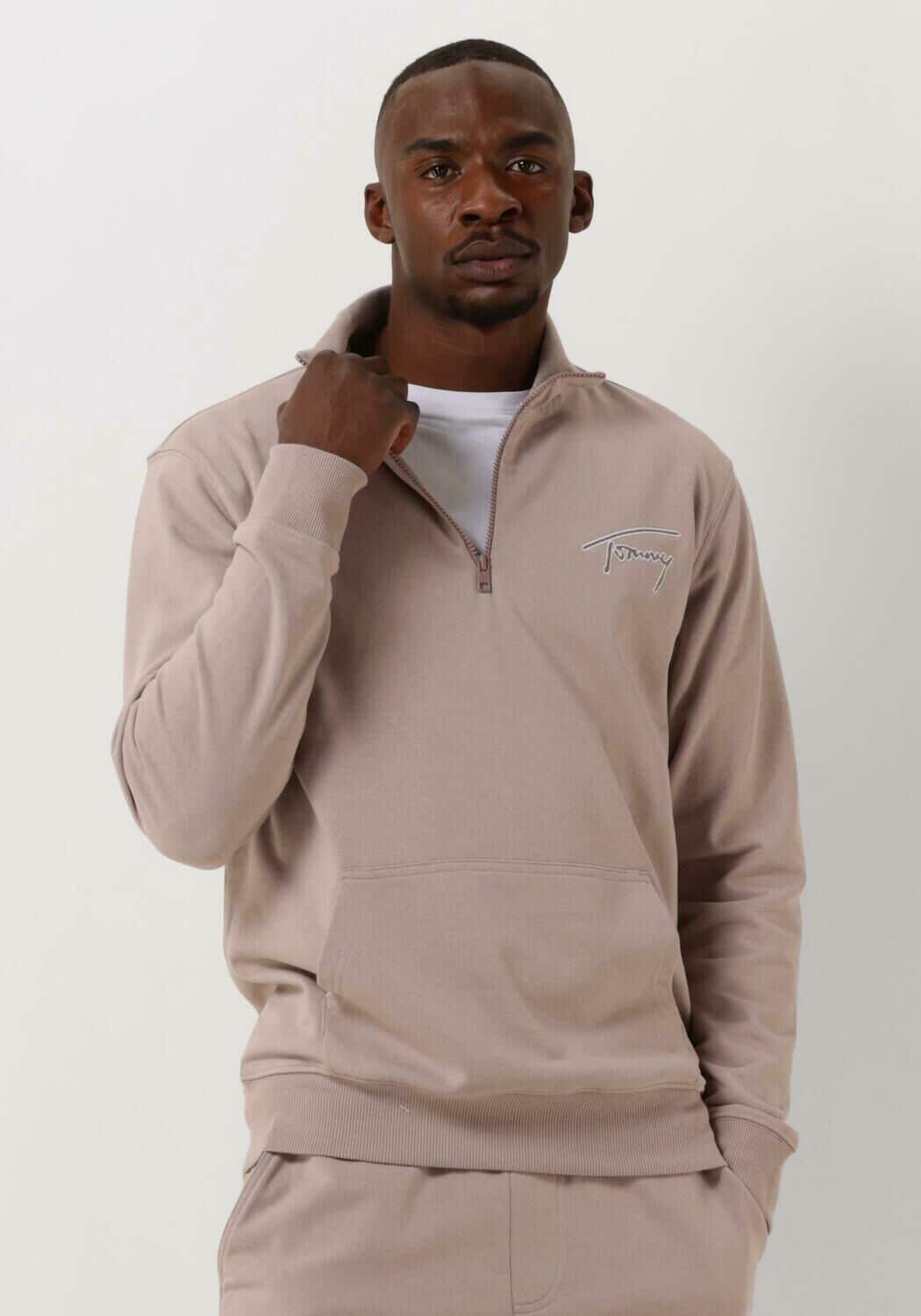 Beige Tommy Jeans Trui Tjm Reg Signature Half Zip