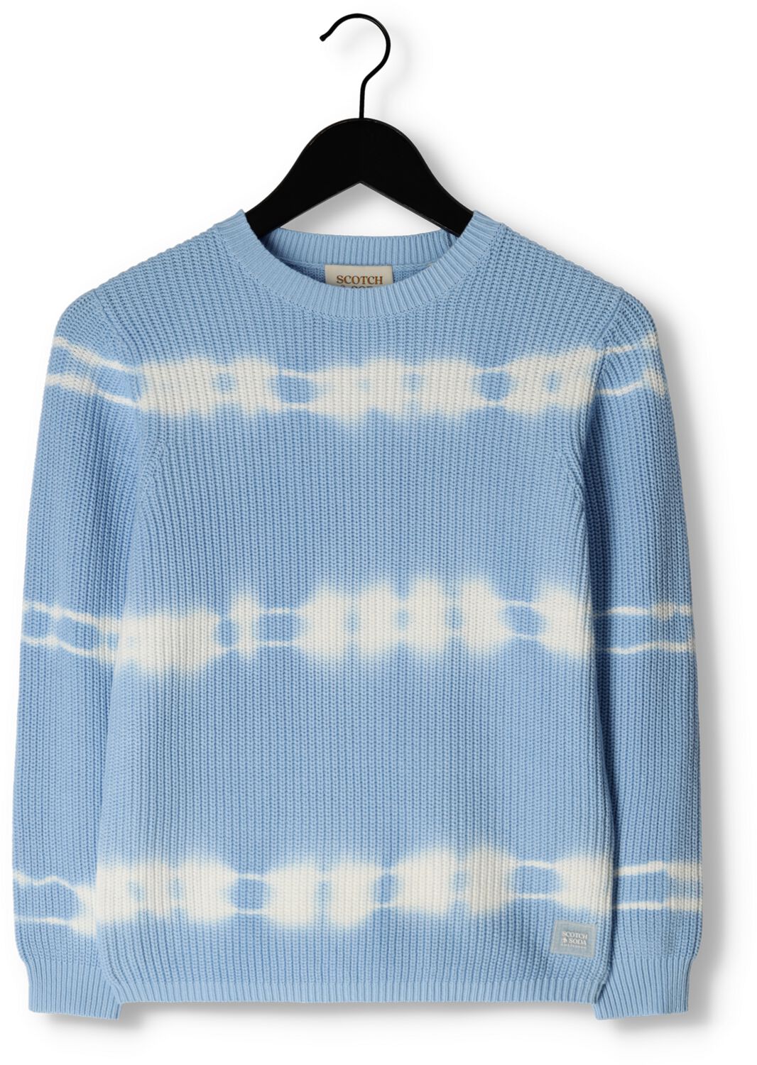 Blauwe Scotch & Soda Trui Tie Dye WAshing Cotton Crewneck