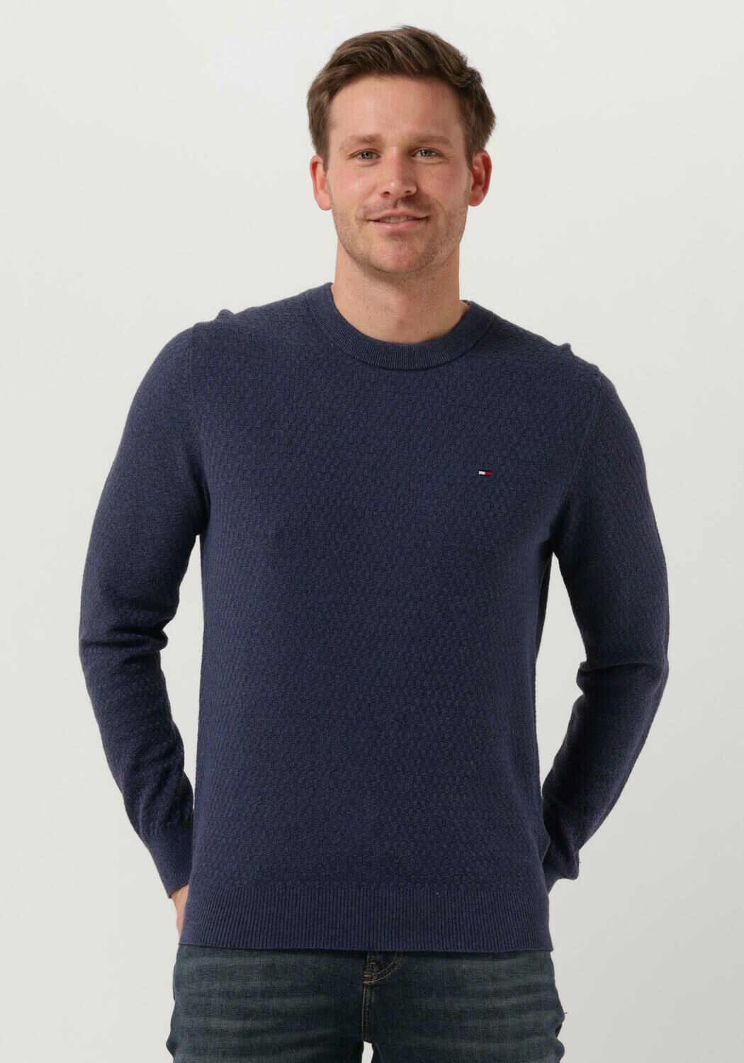 Blauwe Tommy Hilfiger Trui Cross Structure Crew Neck