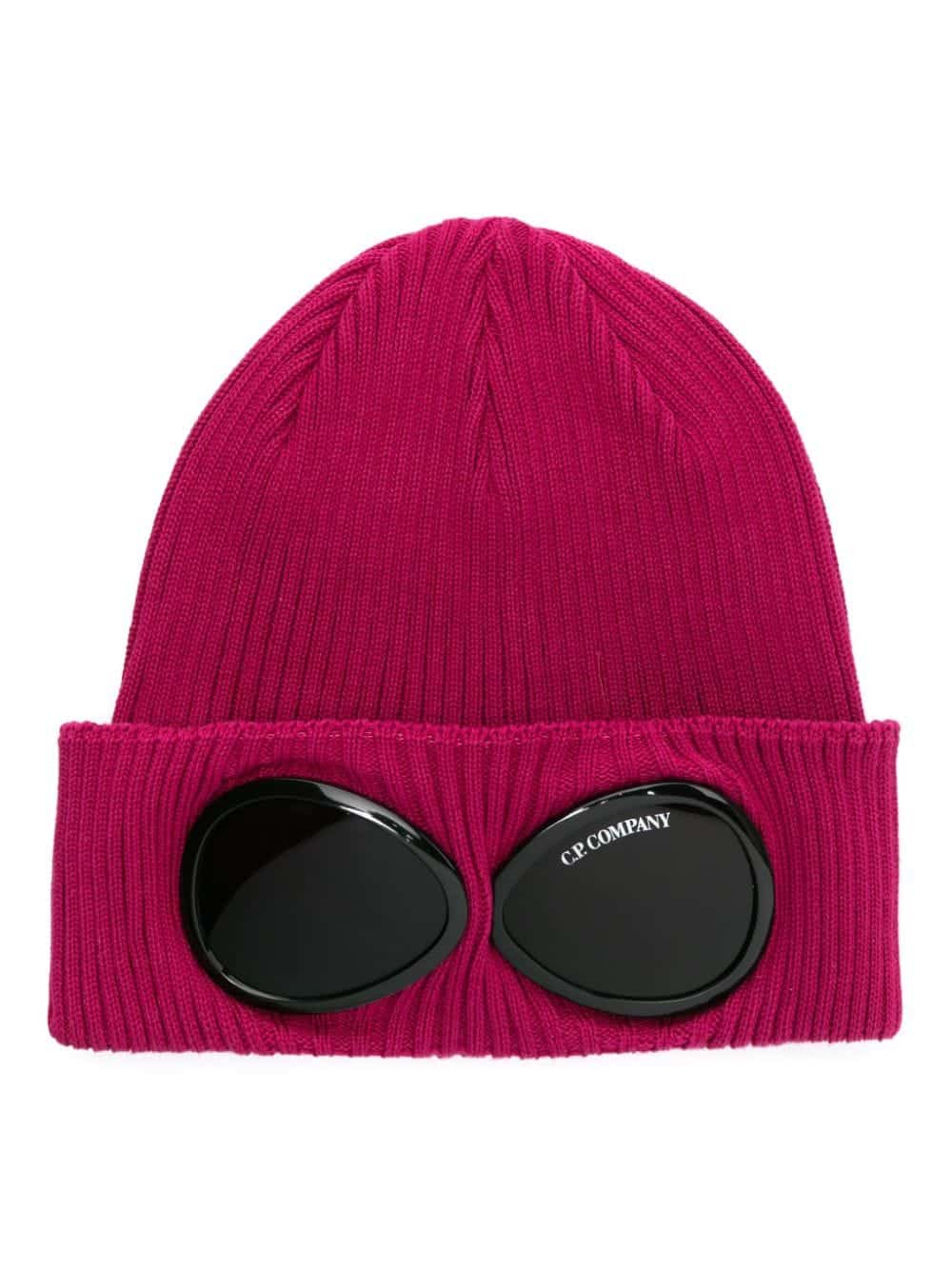 C.P. Company Geribbelde muts met goggle detail - Roze