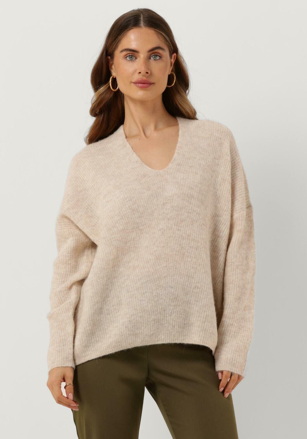 Ecru Mos Mosh Trui Thora V-neck Knit