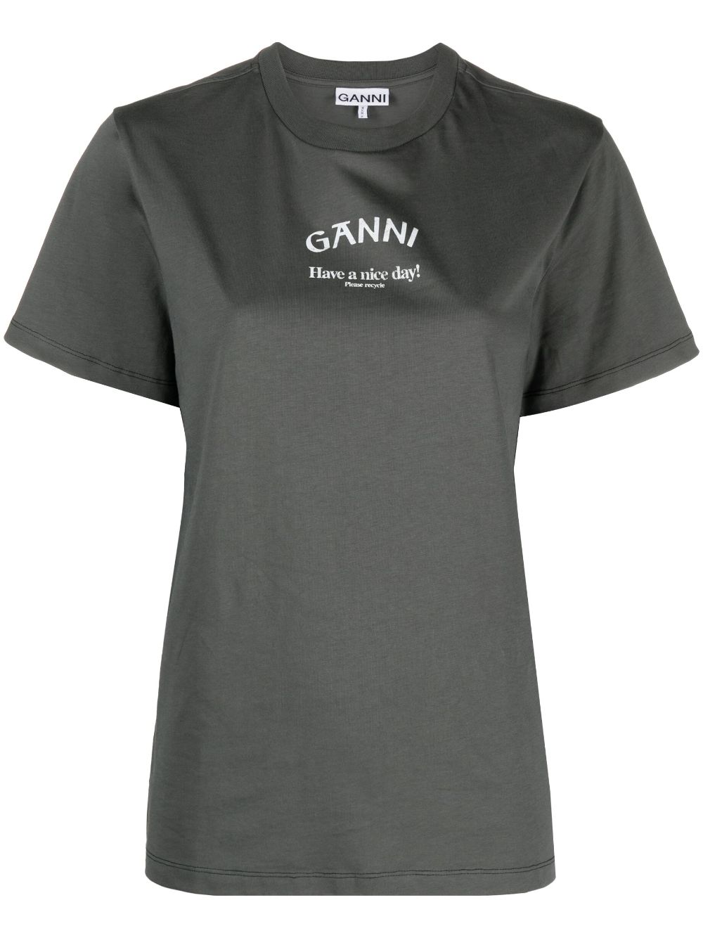 GANNI T-shirt met logoprint - Grijs