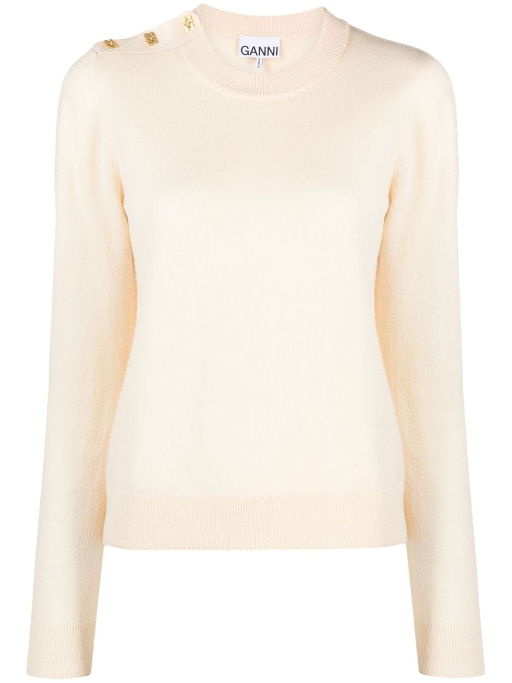 GANNI Trui met O-hals - Beige