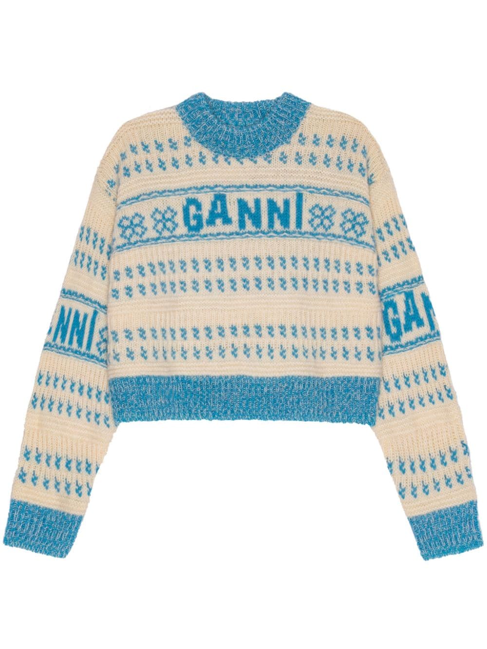 GANNI Trui met intarsia logo - Blauw