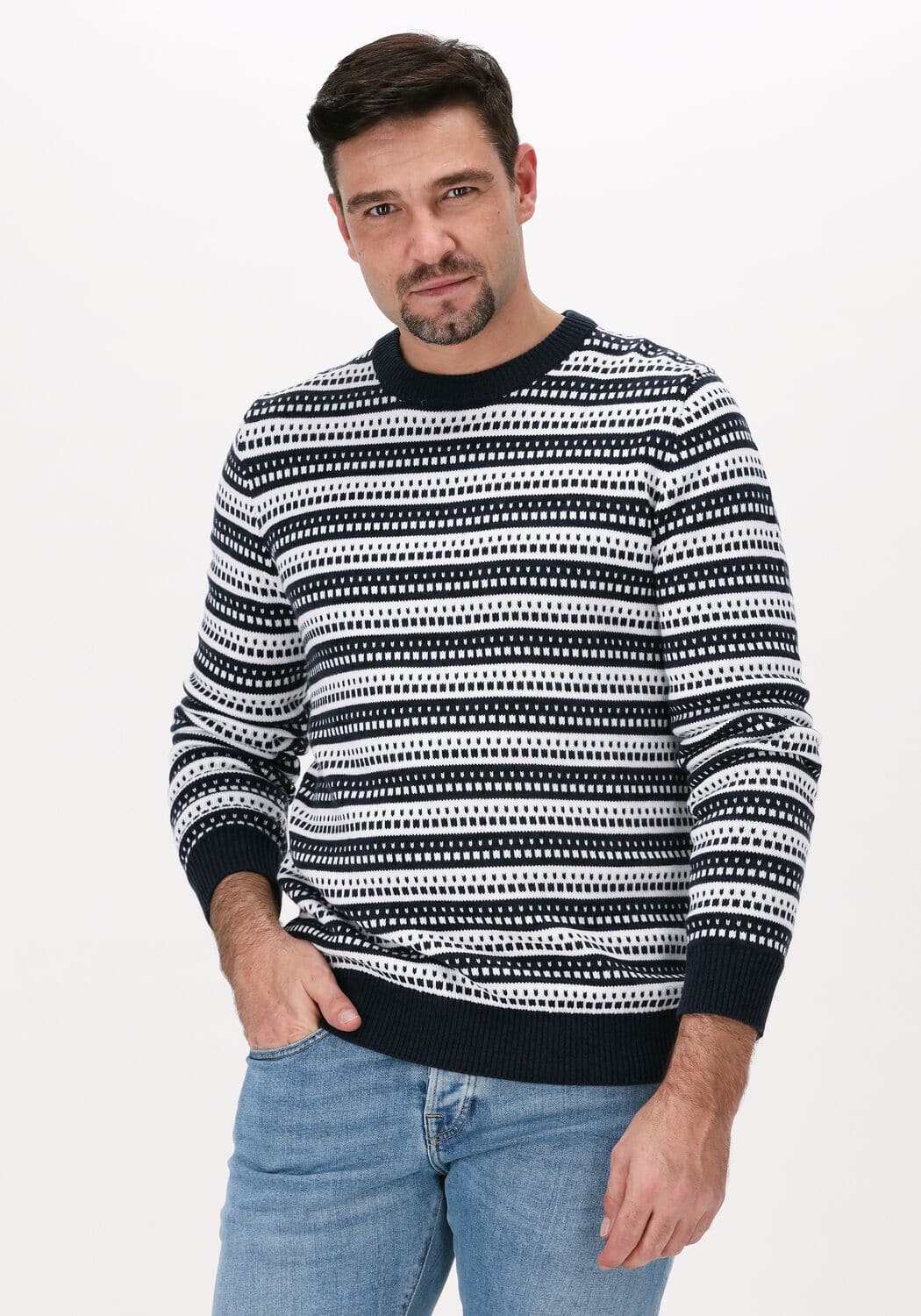 Gebroken Wit Selected Homme Trui Slhalfie Ls Knit Crew W Camp