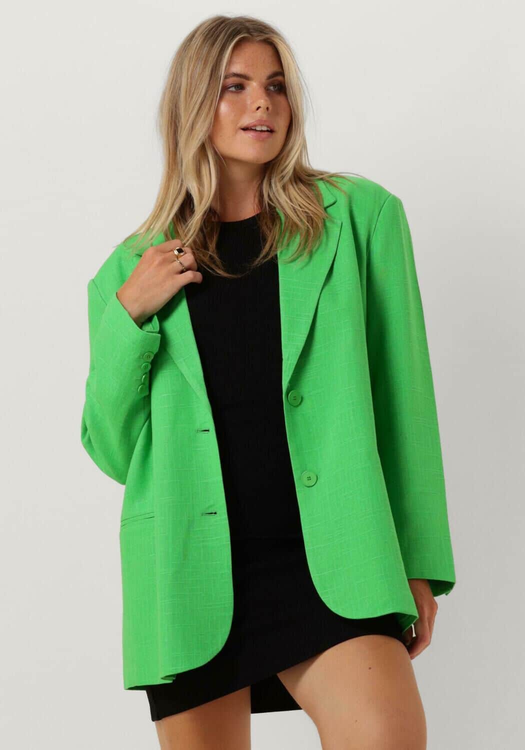 Groene Alix the Label Blazer Ladies Woven Boucle Oversized Blazer