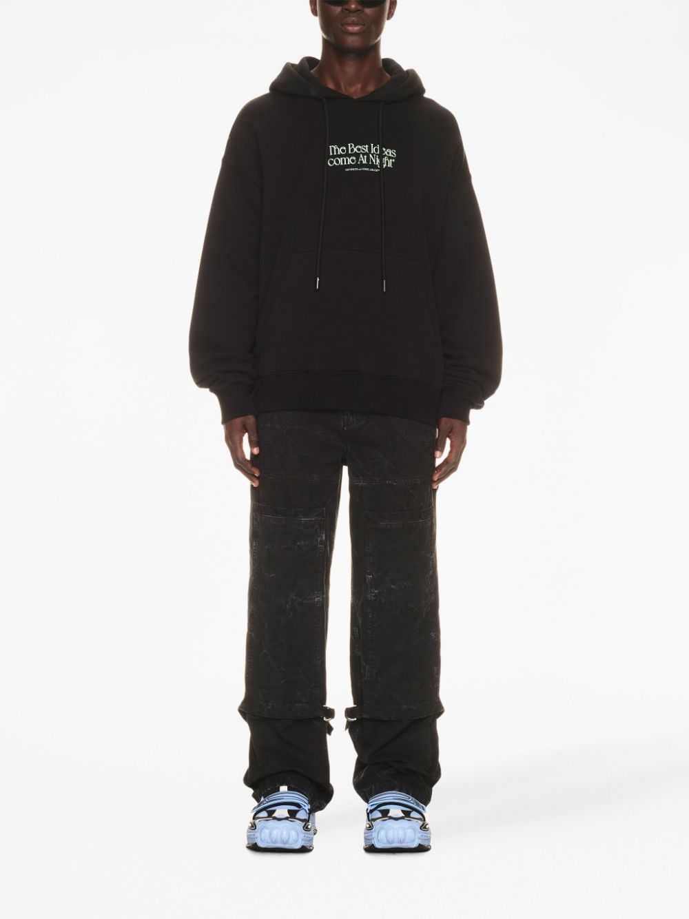 Off-White Hoodie met tekst - Zwart