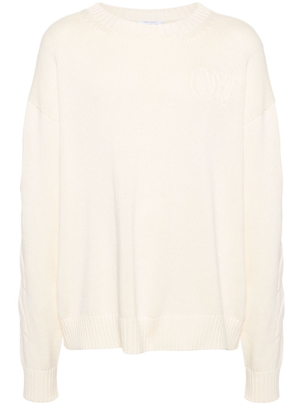 Off-White Trui met diagonale streep en ronde hals - Beige