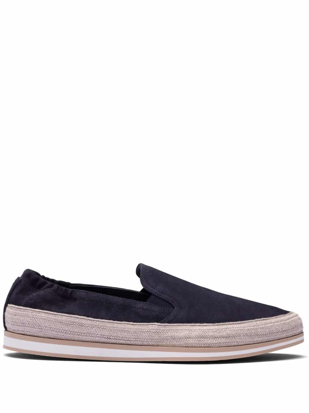 Prada Loafers met raffia detail - Blauw