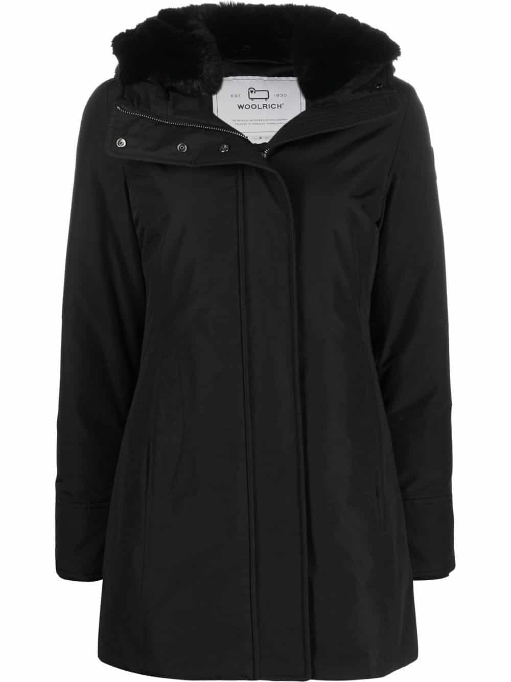 Woolrich Parka met logopatch - Zwart