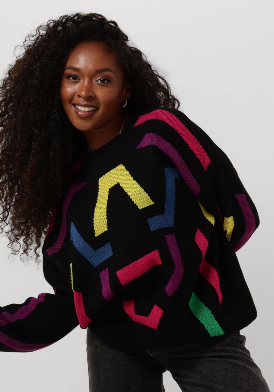 Zwarte Alix the Label Trui Multi Colour Pullover