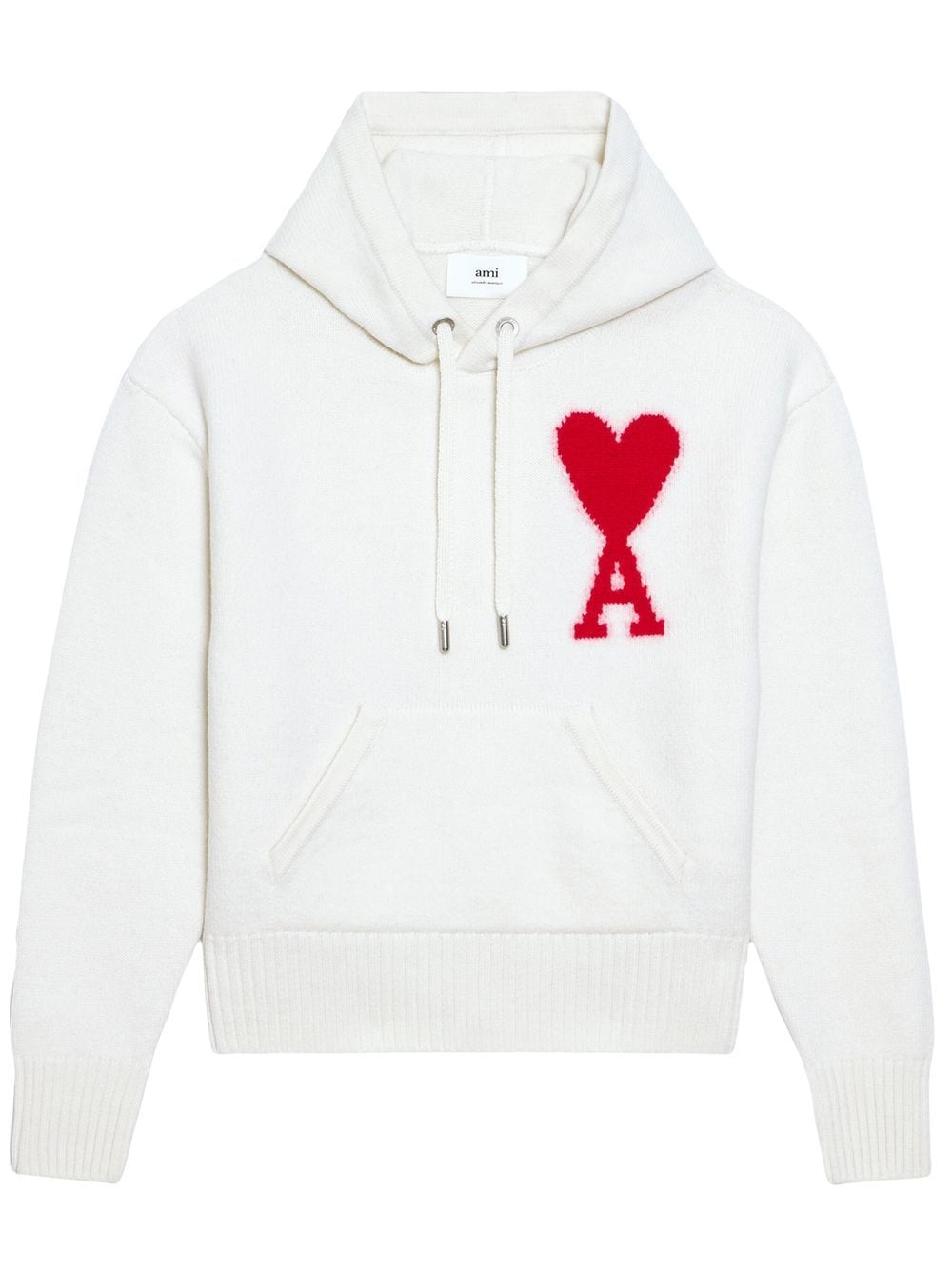 AMI Paris Hoodie met intarsia logo - Wit