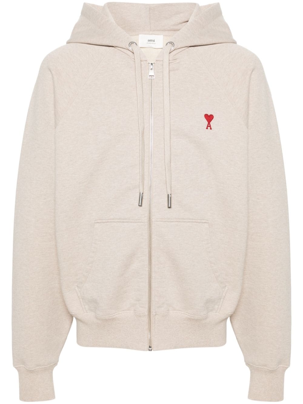 AMI Paris Hoodie met rits en logo - Beige