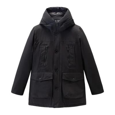 Arctic Parka Jas - Rechte Snit, Capuchon met Rits en Verborgen Label-Detail Woolrich , Black , Heren