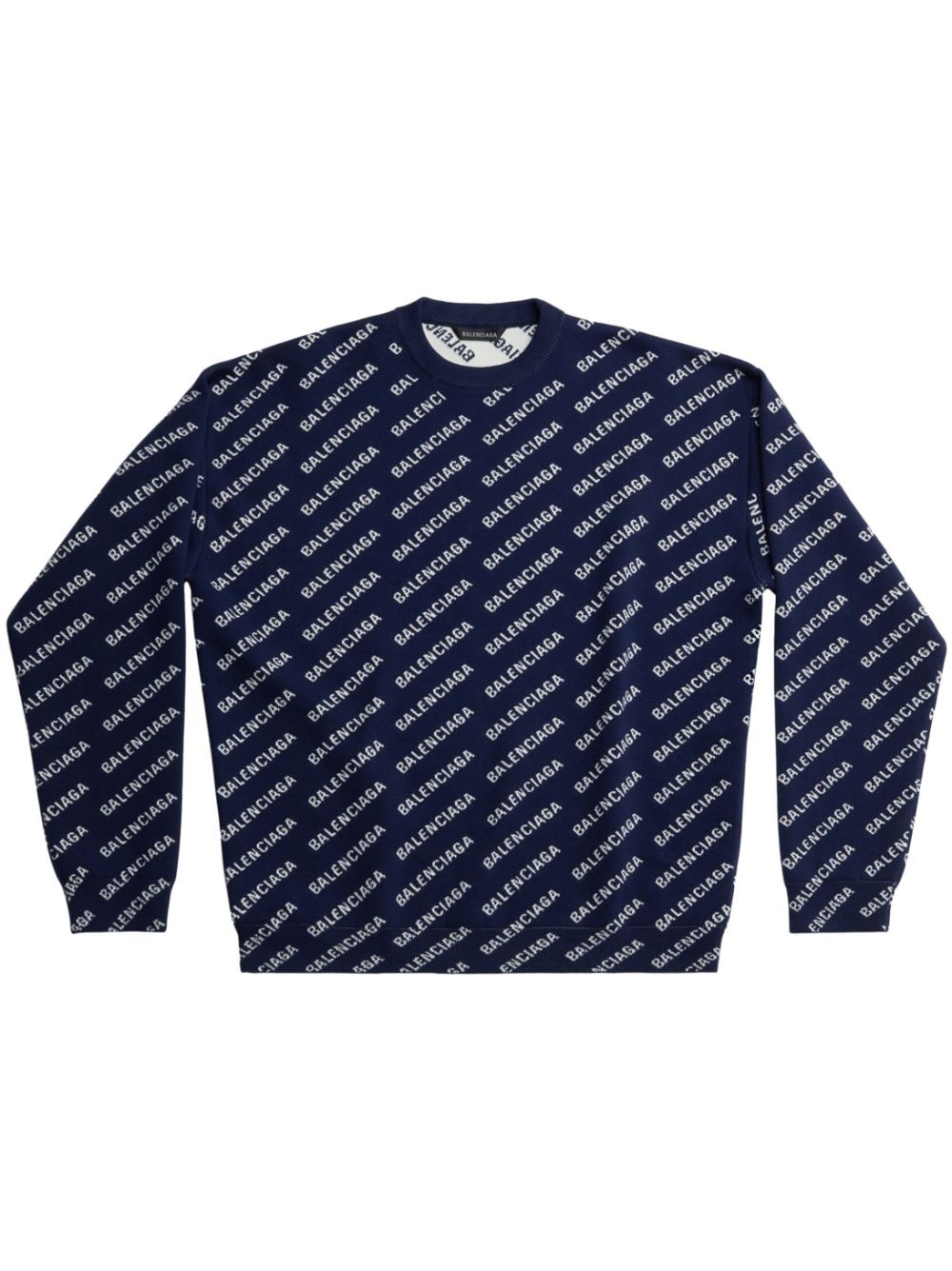 Balenciaga Trui met all-over logoprint - Blauw