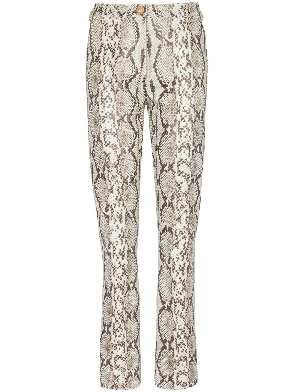 Balmain Broek met slangenleer-effect - Bruin