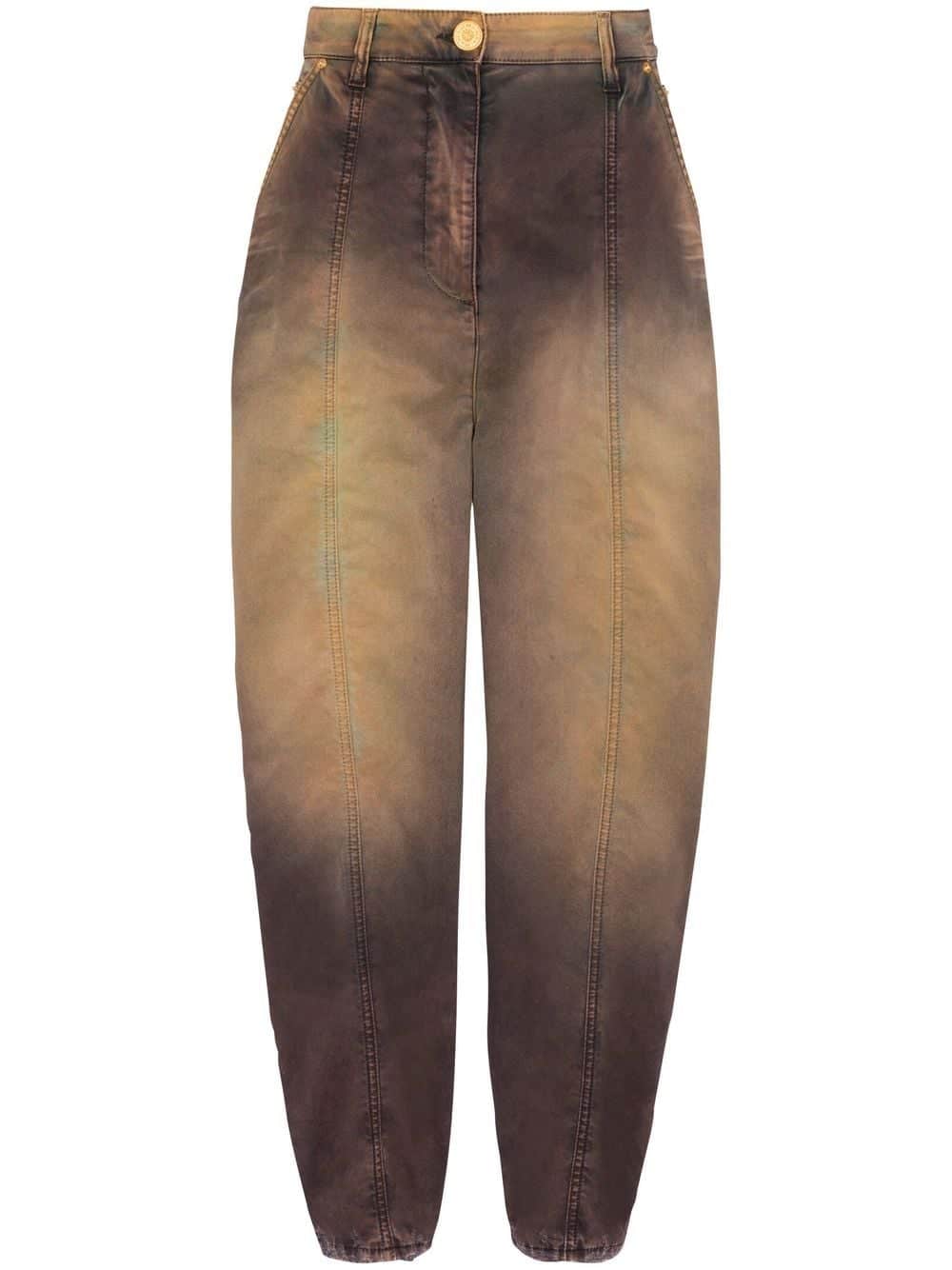 Balmain Jeans met tie-dye print - Bruin