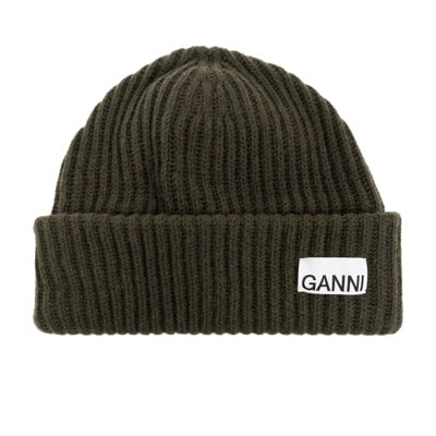 Beanie met logo Ganni , Green , Dames