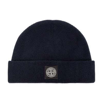 Beanie met logo Stone Island , Blue , Heren