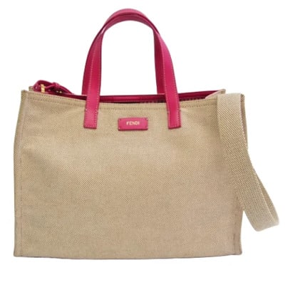 Beige Canvas Tote Bag - Fendi Cabas Fendi Vintage , Beige , Dames