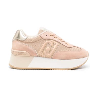 Beige Logo Sneakers met Suède en Mesh Panelen Liu Jo , Beige , Dames