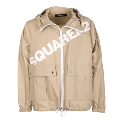 Beige Nylon Jas met Groot Logo Dsquared2 , Beige , Heren