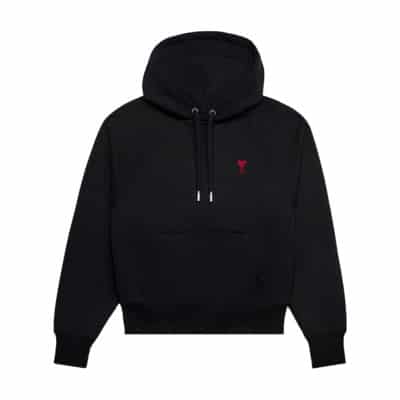 Biologisch Katoenen Geborduurd Logo Hoodie Ami Paris , Black , Heren