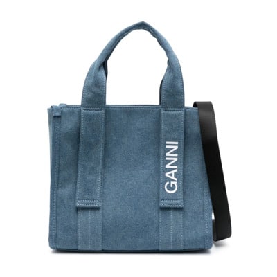 Blauwe Denim Tote Tas Ganni , Blue , Dames