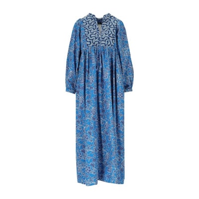 Blauwe Gestreepte Katoenen Poplin Jurk Max Mara Weekend , Blue , Dames