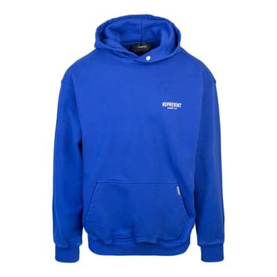 Blauwe Hoodie Losse Pasvorm Kangoeroezak Represent , Blue , Heren