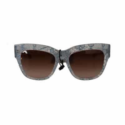 Blauwe Kant Acetaat Rechthoekige Zonnebril Dolce & Gabbana , Gray , Dames