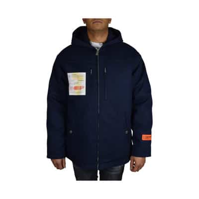 Blauwe Katoenen Hoodiejas met Oranje Logo Patch Heron Preston , Blue , Heren