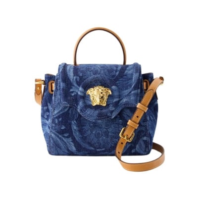 Blauwe Katoenen Medusa Tas Versace , Blue , Dames