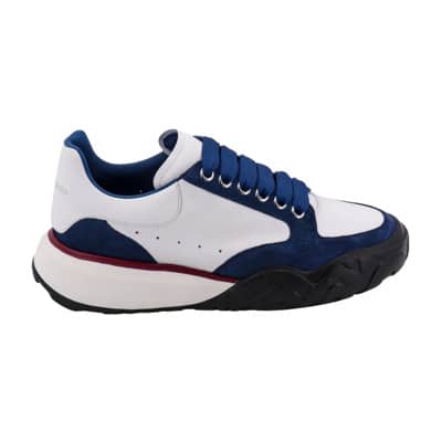 Blauwe Leren Sneakers Aw23 Alexander McQueen , Blue , Heren