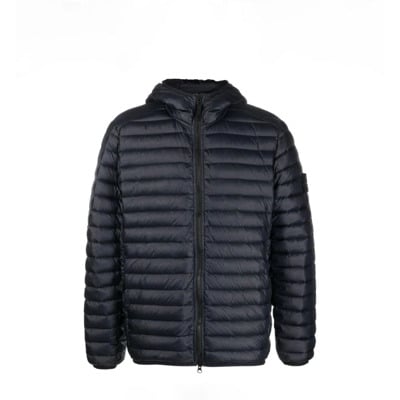 Blauwe Loom Geweven Kamers Donsjas Stone Island , Blue , Heren