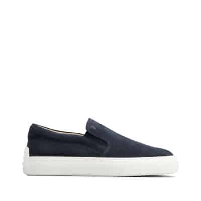 Blauwe Slip-On Sneakers met Logo Ingedrukt Tod's , Blue , Heren