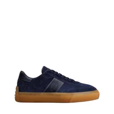 Blauwe Suède Sneakers met Leren Inzetstukken Tod's , Blue , Heren