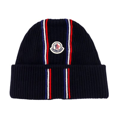 Blauwe Wollen Hoed - Aw23 Collectie Moncler , Blue , Heren