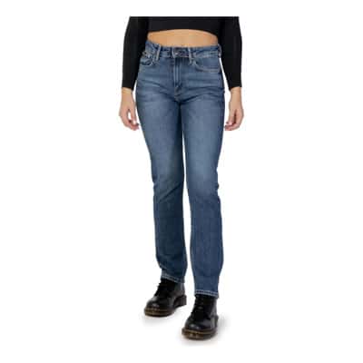 Blauwe effen dames jeans met versleten effect Pepe Jeans , Blue , Dames