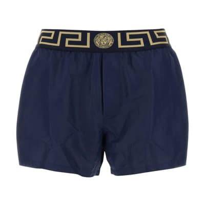 Blauwe polyester zwembroek Versace , Blue , Heren