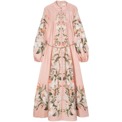 Bloemenprint Linnen Jurk Zimmermann , Multicolor , Dames