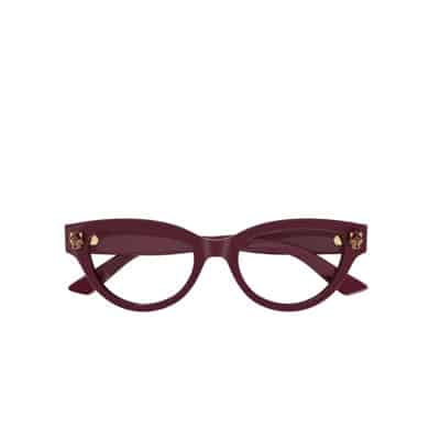 Bordeauxrode Cateye Acetaat Damesbril met Panthère Hoofd Cartier , Red , Dames