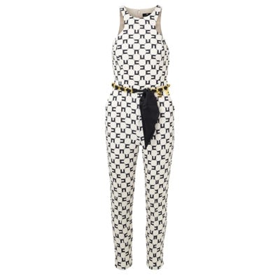 Boterkleurige Jumpsuit met Logo Print Elisabetta Franchi , White , Dames