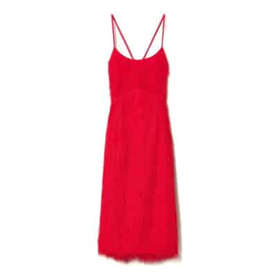 Bright Rose Veer Effect Midi Jurk Twinset , Red , Dames