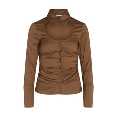 Bruine Cut-Out Katoenen Shirt Ganni , Brown , Dames