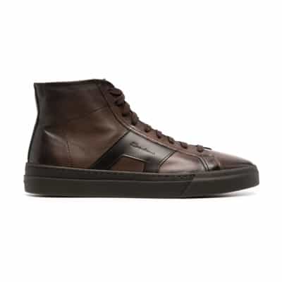 Bruine Double Buckle High-Top Sneakers Santoni , Brown , Heren