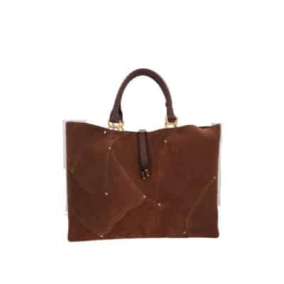 Bruine leren tote tas met studs Chloé , Brown , Dames