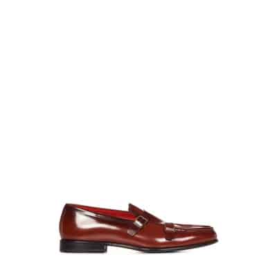 Bruine loafers met dubbele metalen gesp Santoni , Brown , Heren