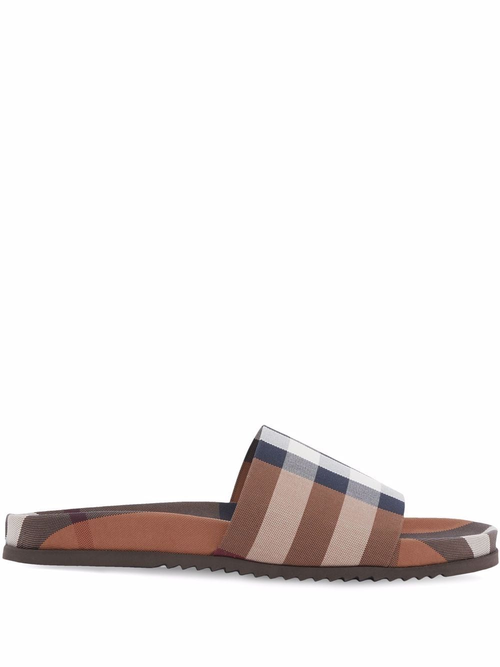 Burberry Geruite slippers - Bruin