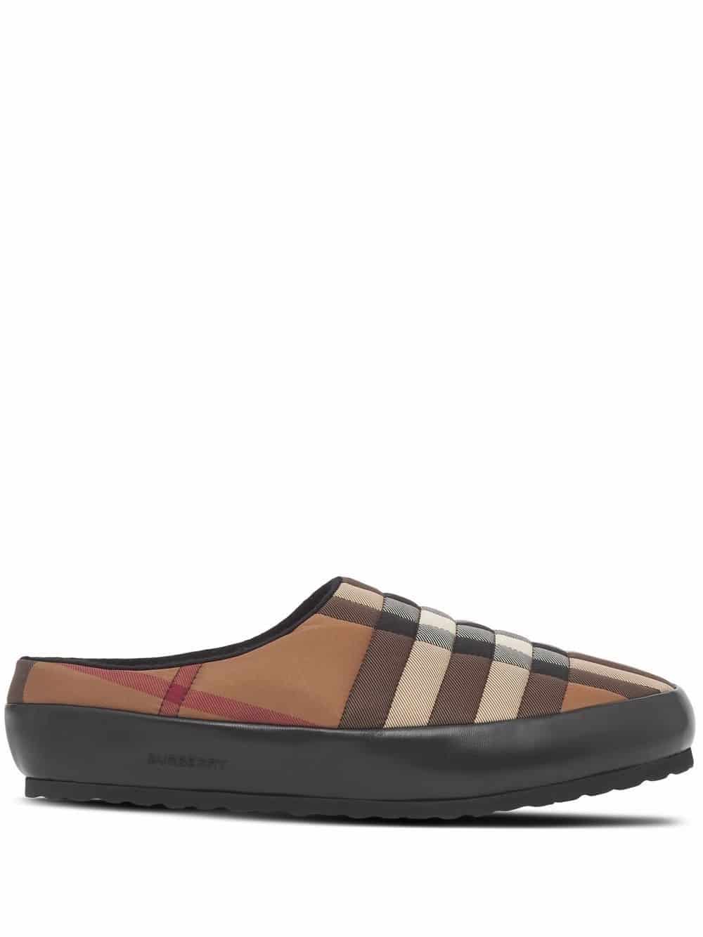 Burberry Geruite slippers - Bruin